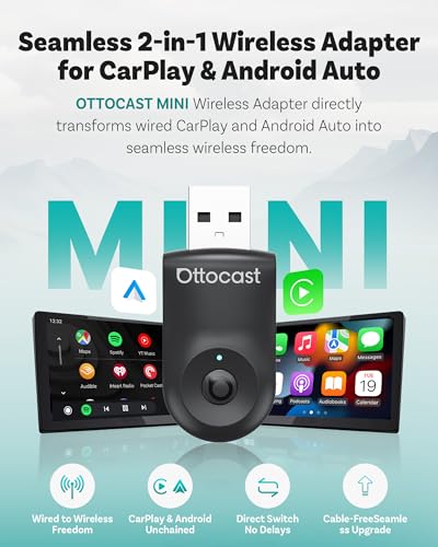 OTTOCAST Mini 2025 Wireless CarPlay & Android Auto Adapter for iPhone & Android
| OTTOCAST Mini 2025 Wireless CarPlay &