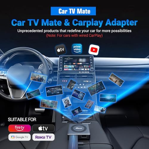 OTTOCAST Car TV Mate Pro with Wireless CarPlay for iPhone, Stable Streaming on Car Screen, Perfect for YouTube and Netfl