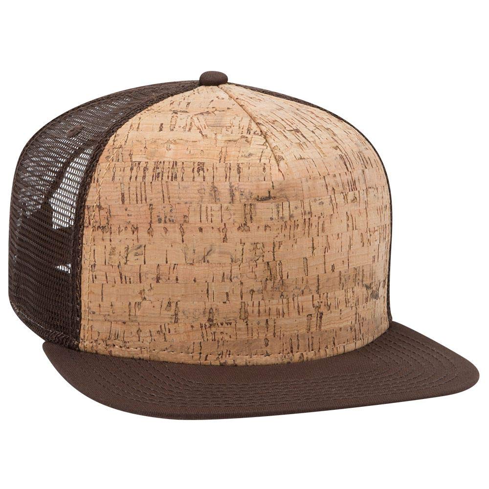 OTTO Cork Flat Visor 5 Panel Mesh Back Trucker Hat for Men Summer Sport